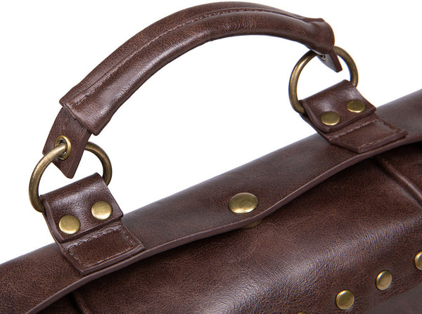 DEEPKEE original nubuck handmade full-grain genuine leather cowhide bag Punk industrial cross-body bag #BG028