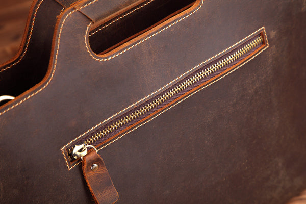 DEEPKEE original nubuck handmade full-grain genuine leather cowhide bag Slim Briefcase DEEPKEE LEATHER 2 Folio No.SF046