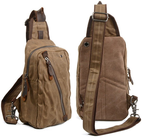 DEEPKEE original nubuck handmade full-grain genuine leather cowhide bag Deepkee Canvas Diagonal Bag #6018