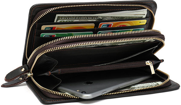 DEEPKEE original nubuck handmade full-grain genuine leather cowhide bag Deepkee Cowhide Single/Double-Layered Zip Wallet #9069