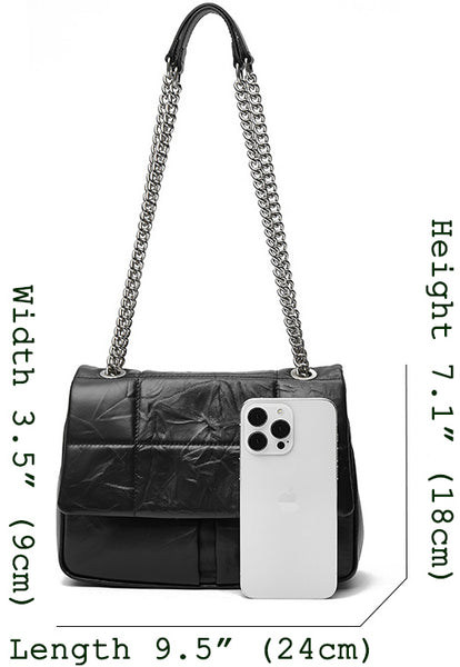 DEEPKEE original nubuck handmade full-grain genuine leather cowhide bag New Chain Stray Bag Vagrant Bag JY361