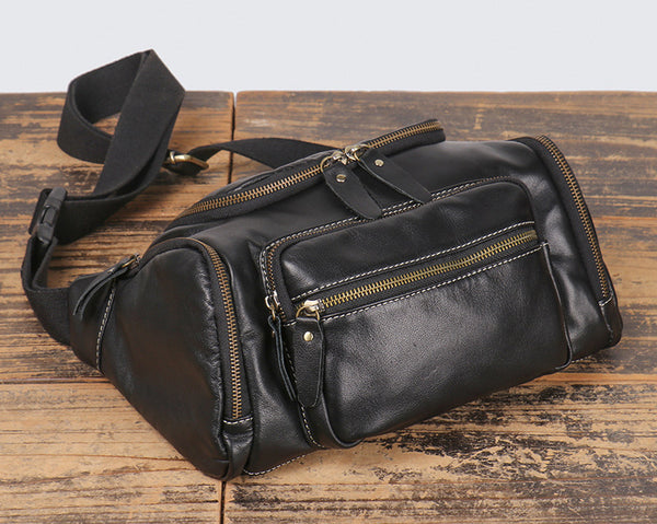 DEEPKEE original nubuck handmade full-grain genuine leather cowhide bag Adrian Zippered Bag No.3726