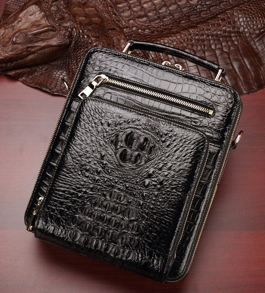 DEEPKEE original nubuck handmade full-grain genuine leather cowhide bag Handmade Leather Men's shoulder bag light luxury crocodile leather men's bag #1075