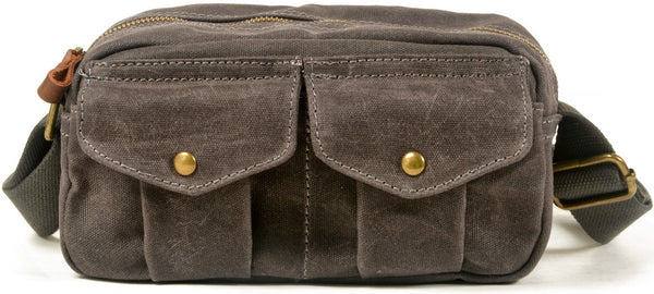 DEEPKEE original nubuck handmade full-grain genuine leather cowhide bag Leather&Canvas Fanny Pack Bag #5032