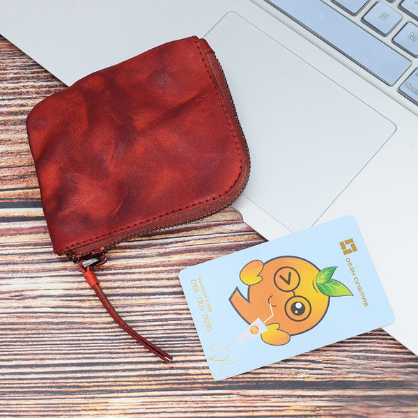 DEEPKEE original nubuck handmade full-grain genuine leather cowhide bag Vegetable Tanned Leather Handmade Old Creative Storage Bag Coin Purse 122#