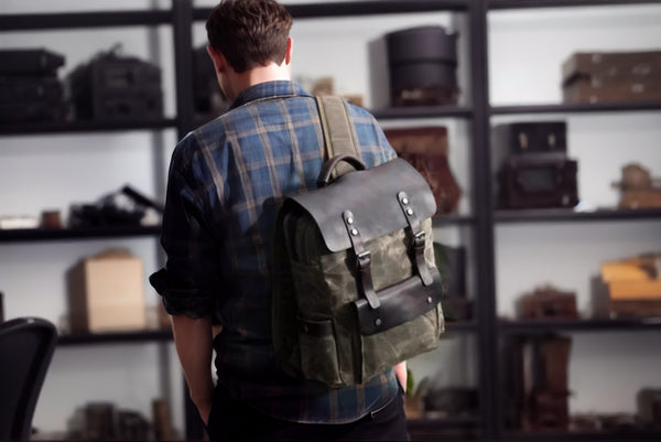 DEEPKEE original nubuck handmade full-grain genuine leather cowhide bag DEEPKEE Bradford Hogsback Travel Backpack #8064K-LA