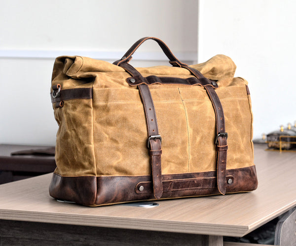 DEEPKEE original nubuck handmade full-grain genuine leather cowhide bag DEEPKEE ® Travel Duffle Bag a.k.a #5166