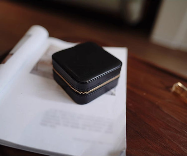 DEEPKEE original nubuck handmade full-grain genuine leather cowhide bag Refined Mini Jewelry Box #D11796