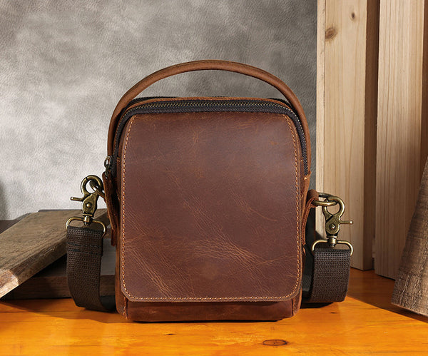 DEEPKEE original nubuck handmade full-grain genuine leather cowhide bag Best Leather Vertical Handbag Side Bag Messenger Bag #6567