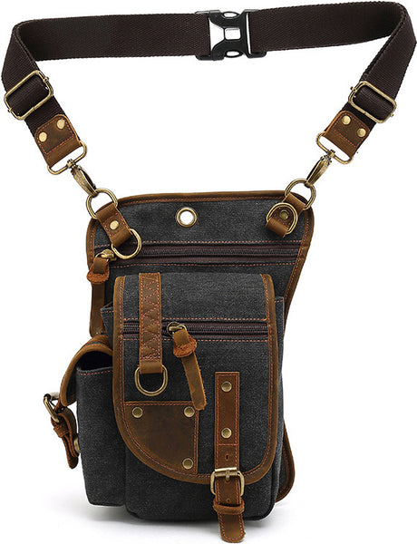 DEEPKEE original nubuck handmade full-grain genuine leather cowhide bag Outdoor Cycling Leg Bag #6001