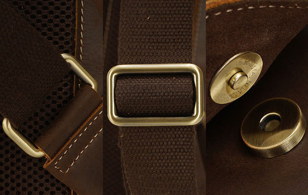 DEEPKEE original nubuck handmade full-grain genuine leather cowhide bag DEEPKEE Handcrafted Leather Commuter Cowhide Backpack #P3594BSD