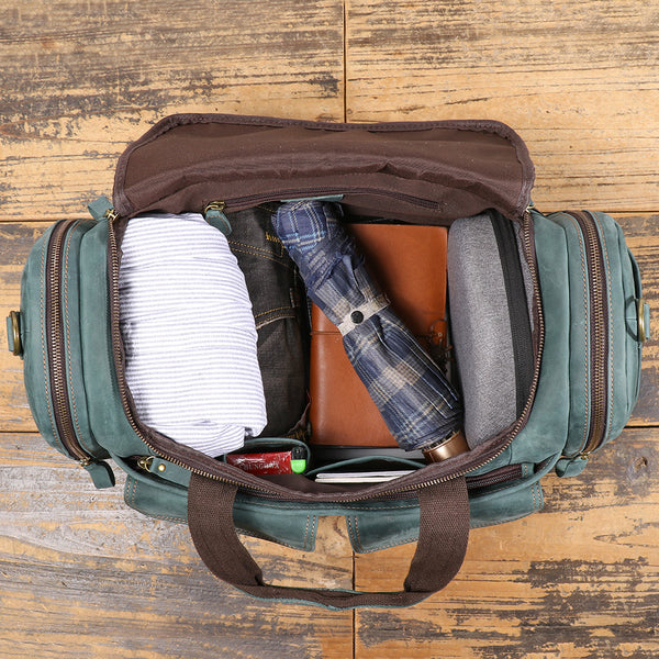 DEEPKEE original nubuck handmade full-grain genuine leather cowhide bag The Cambridge Travel Luggage Bag #0571-1