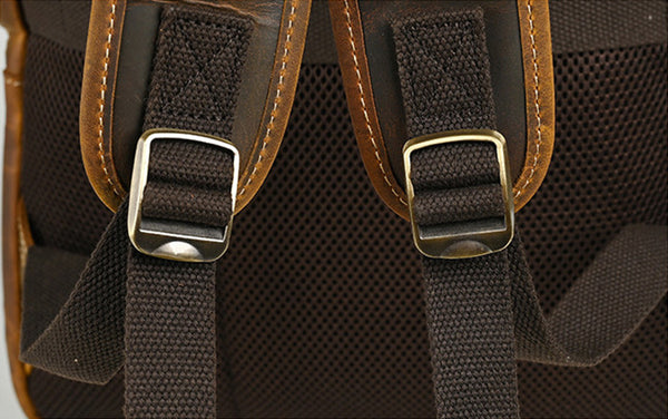 DEEPKEE original nubuck handmade full-grain genuine leather cowhide bag Leather Satchel Backpack #1430