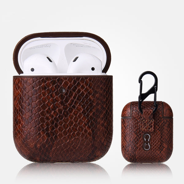 DEEPKEE original nubuck handmade full-grain genuine leather cowhide bag Airpods Pro Case Personalized Python PU Leather Monogram Customized Gift Engraved cute airpod cases apple airpods custom gift
