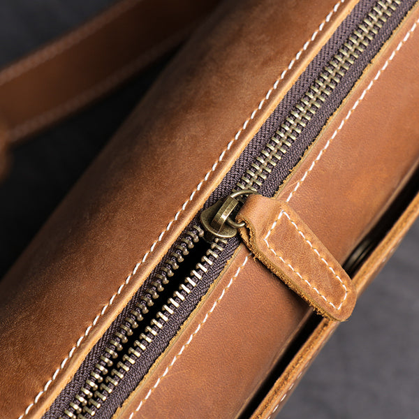 DEEPKEE original nubuck handmade full-grain genuine leather cowhide bag The Kasilof DEEPKEE HANDMADE LEATHER #9017