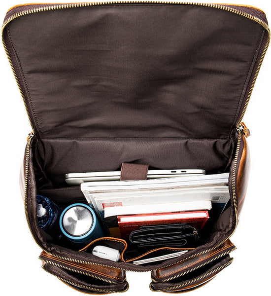 DEEPKEE original nubuck handmade full-grain genuine leather cowhide bag Octavius Outdoor Multifunctional Backpack No.7422