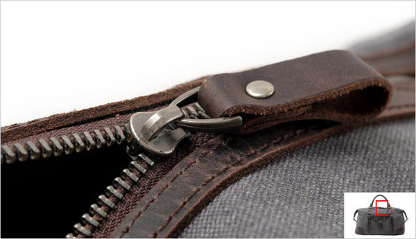 DEEPKEE original nubuck handmade full-grain genuine leather cowhide bag Leather Canvas Travel Handbag Canvas Duffle Bag #82056K