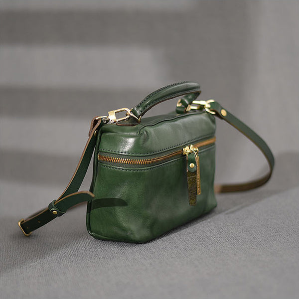 DEEPKEE original nubuck handmade full-grain genuine leather cowhide bag DEEPKEE Vegetable Tanned Cowhide Niche Premium Hand Small Square Bag #231006