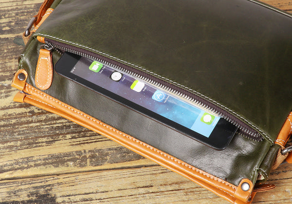 DEEPKEE original nubuck handmade full-grain genuine leather cowhide bag The Break Messenger Bag #1899