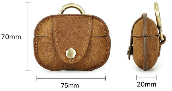 DEEPKEE original nubuck handmade full-grain genuine leather cowhide bag Personalized Leather AirPods Pro Case Custom Leather 1/2 AirPods Case Airpod Case Cover