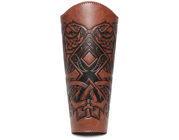 DEEPKEE original nubuck handmade full-grain genuine leather cowhide bag Nordic Viking Wristguard Medieval Renaissance COSPLAY Props Arm Guards FAS053