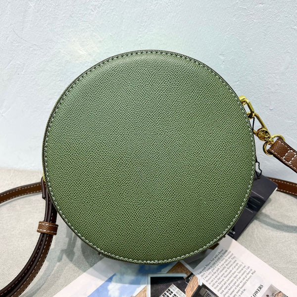 DEEPKEE original nubuck handmade full-grain genuine leather cowhide bag DEEPKEE HANDMADE LEATHER Miss Gail Luxury OOTD Round Crossbody Bag #G1144