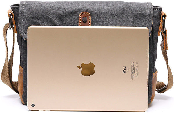 DEEPKEE original nubuck handmade full-grain genuine leather cowhide bag Waxed Canvas Mens Waterproof Side Bag, Courier Bag, Messenger Bag for Men.