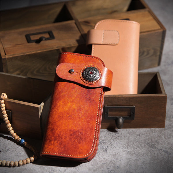 DEEPKEE original nubuck handmade full-grain genuine leather cowhide bag DEEPKEE Multi-pockets Tanned Leather Notecase Card Slots #BR5091