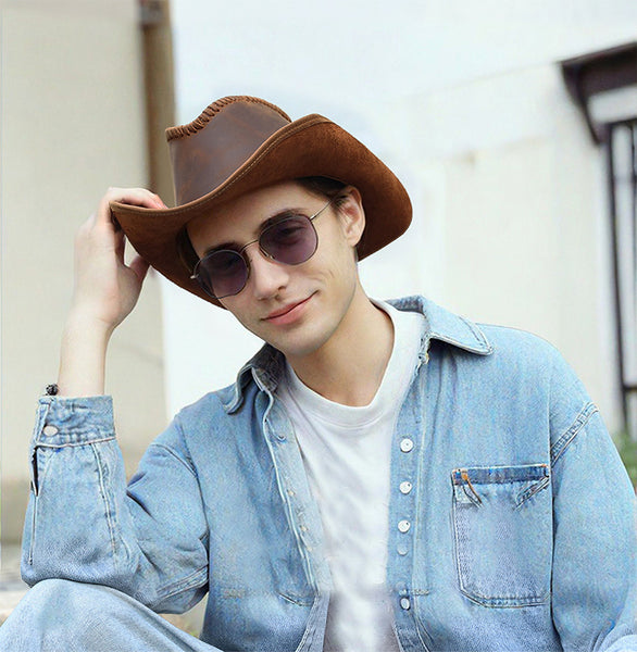 DEEPKEE original nubuck handmade full-grain genuine leather cowhide bag DEEPKEE shop brown leather hat 3040