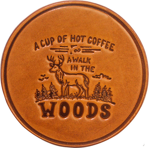 DEEPKEE original nubuck handmade full-grain genuine leather cowhide bag Cowhide Coffee Coaster, motorcycle style tea coaster #487841