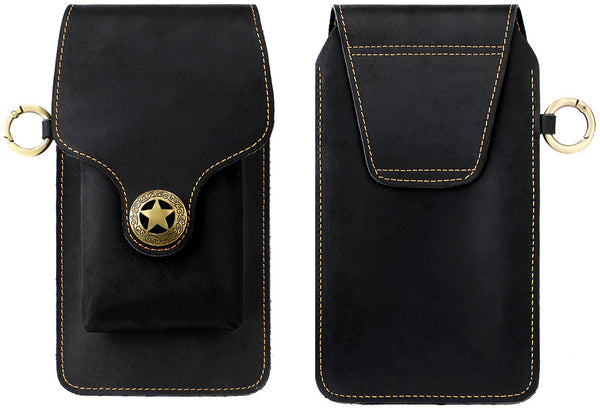 DEEPKEE original nubuck handmade full-grain genuine leather cowhide bag Waist Pack Outdoor Sports Tactical Leather Waist Pack side Cigarette Bag #6107