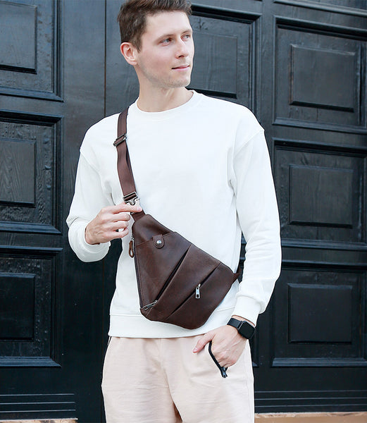 DEEPKEE original nubuck handmade full-grain genuine leather cowhide bag Deepkee Deepkee SportingStyle Leather Sling Bundy Bag #6353