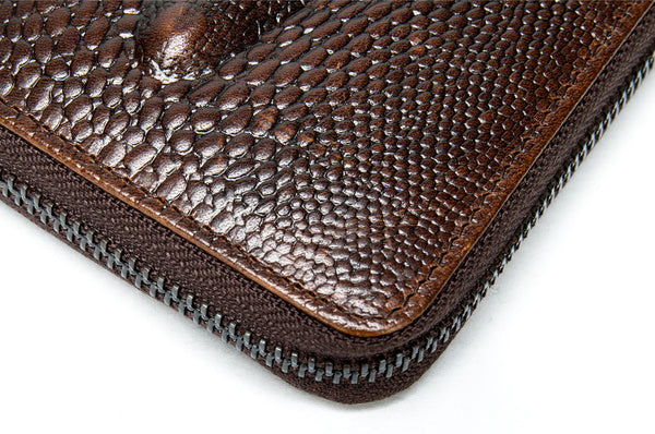 DEEPKEE original nubuck handmade full-grain genuine leather cowhide bag DEEPKEE LEATHER | Crocodile Embossed Leather Wallet NO.1232