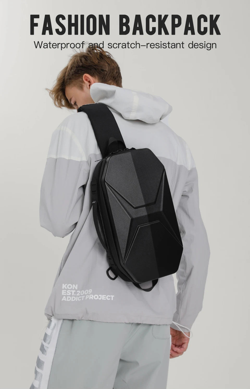 DEEPKEE original nubuck handmade full-grain genuine leather cowhide bag Sling Bag Hard Shell Crossbody Bag Waterproof Short Trip USB Charging Port Teenage 10L No.9509