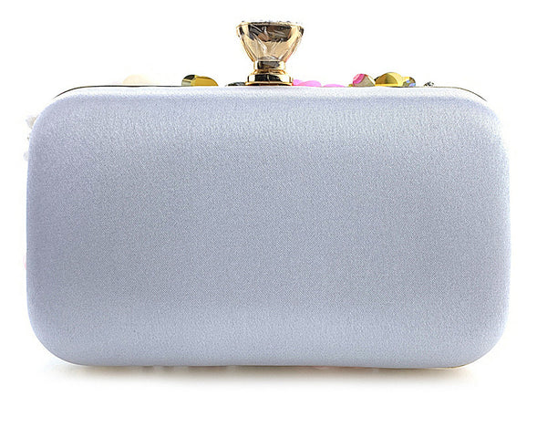 DEEPKEE original nubuck handmade full-grain genuine leather cowhide bag The Handmade Flower Beaded Clutch Bag #OC3815