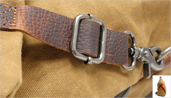 DEEPKEE original nubuck handmade full-grain genuine leather cowhide bag Batik Fabric canvas&Cowhide Dumpling-shape sling bag #82040K