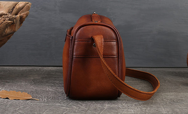 DEEPKEE original nubuck handmade full-grain genuine leather cowhide bag Unisex Leather Boston Bag No.9096
