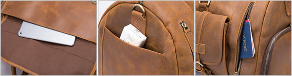 DEEPKEE original nubuck handmade full-grain genuine leather cowhide bag The Borsone Duffel Bag #1125