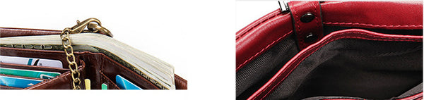 DEEPKEE original nubuck handmade full-grain genuine leather cowhide bag DEEPKEE Leather Bifold Chain Wallet 7515