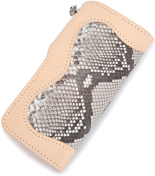 DEEPKEE original nubuck handmade full-grain genuine leather cowhide bag DEEPKEE Handmade Python Leather Bifold Wallet #59895