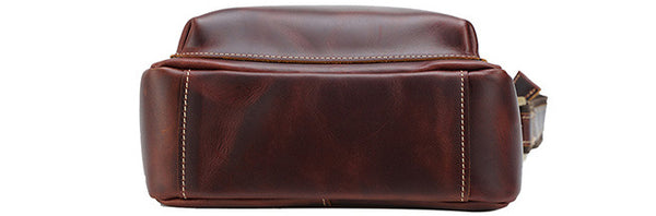 DEEPKEE original nubuck handmade full-grain genuine leather cowhide bag DEEPKEE Leather Side Bag 10 inches Messenger Bag P2112FS