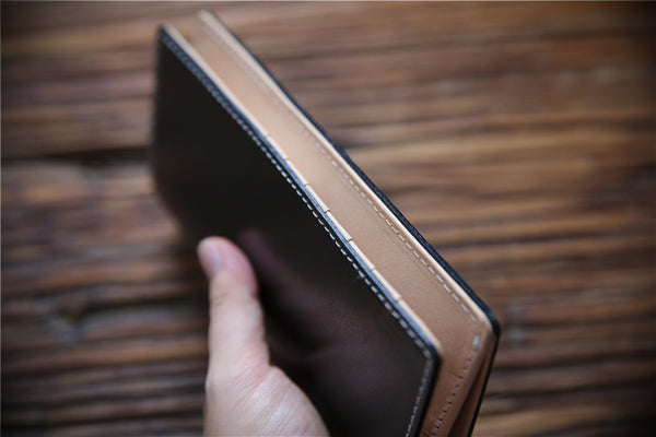 DEEPKEE original nubuck handmade full-grain genuine leather cowhide bag Handmade Personalized harley Leather Bifold Wallet #125_1