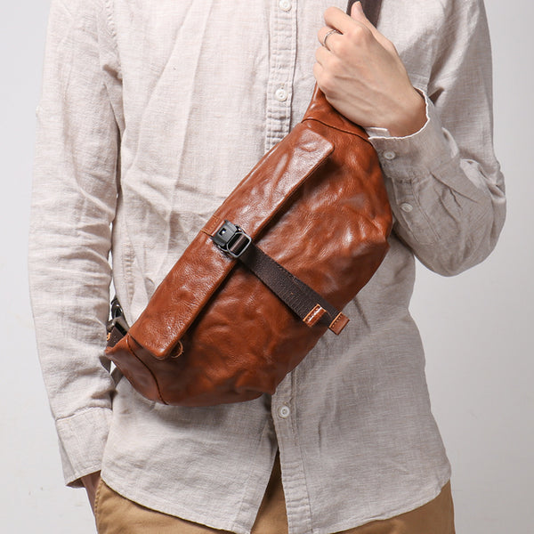 DEEPKEE original nubuck handmade full-grain genuine leather cowhide bag Charlie Cross-body Backpack No.30297