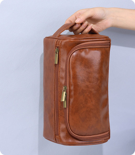 DEEPKEE original nubuck handmade full-grain genuine leather cowhide bag The PU Toiletry Bag #4013