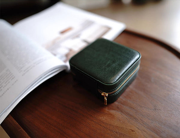 DEEPKEE original nubuck handmade full-grain genuine leather cowhide bag Refined Mini Jewelry Box #D11796