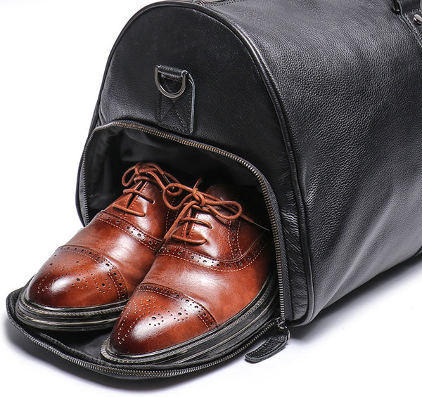 DEEPKEE original nubuck handmade full-grain genuine leather cowhide bag DEEPKEE HANDMADE | Bryan Leather Duffle Bag No.30004