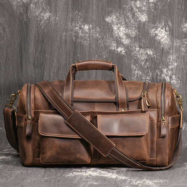 DEEPKEE original nubuck handmade full-grain genuine leather cowhide bag The Cambridge Travel Luggage Bag #0571-1
