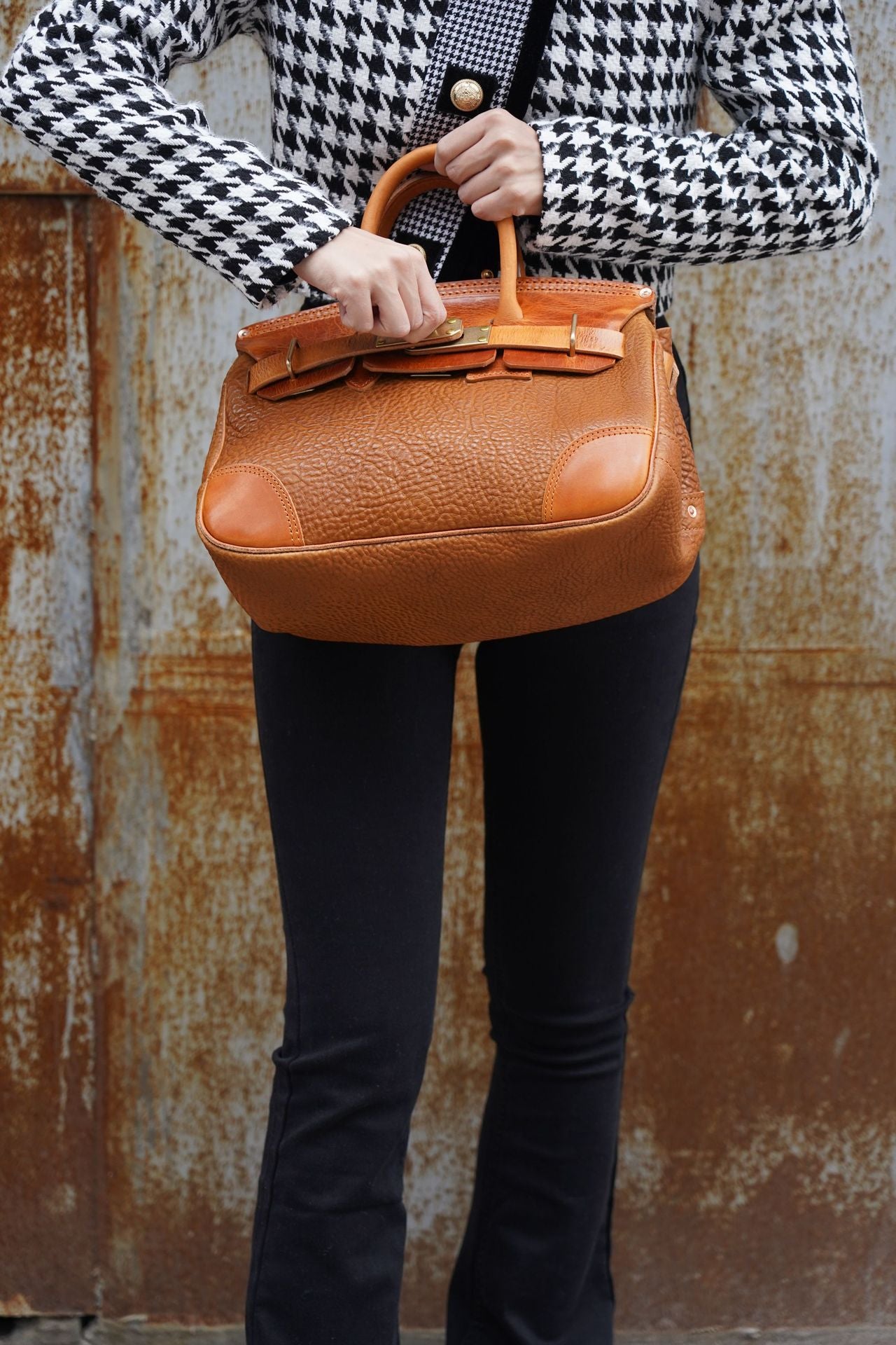 DEEPKEE original nubuck handmade full-grain genuine leather cowhide bag Deepkee handmade leather Faux Birkin 35 Bags For Sale #B30148-01