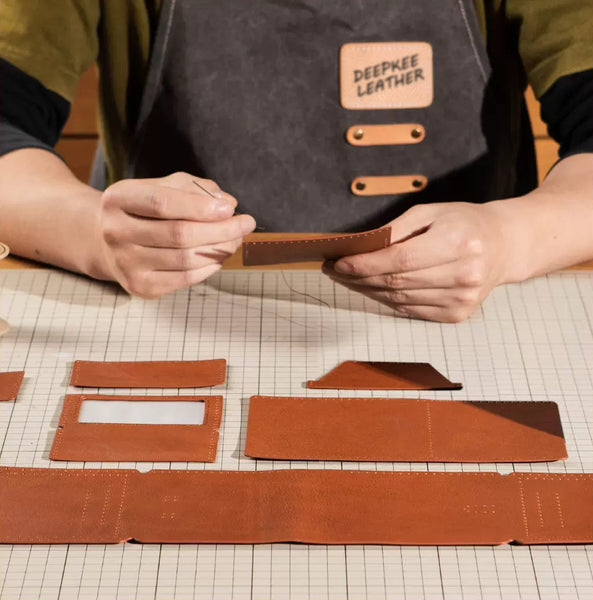 DEEPKEE original nubuck handmade full-grain genuine leather cowhide bag DIY Leather Wallet - Handmade Material Kit No.DC005