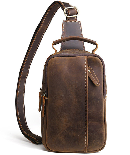 DEEPKEE original nubuck handmade full-grain genuine leather cowhide bag DEEPKEE tan leather crossbody sling bag 9915